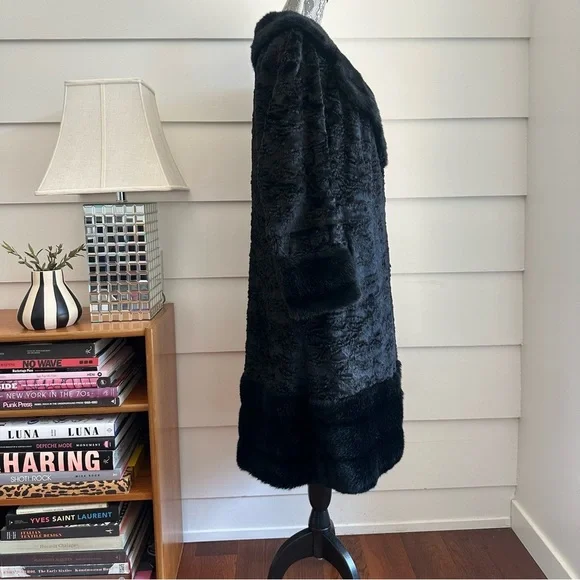 Vintage Black Faux Fur Coat by Rosewin - Picture 3 of 12
